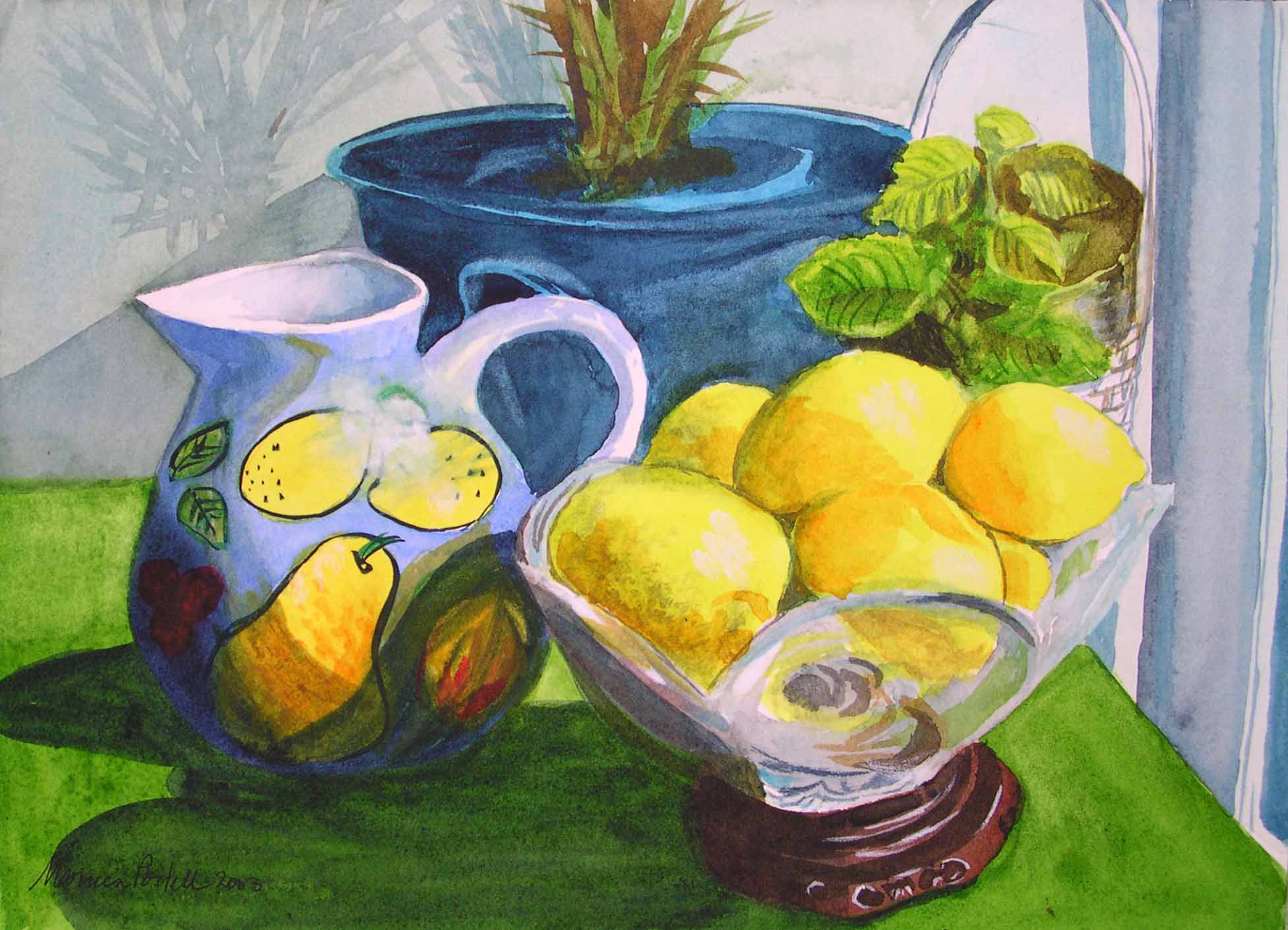 Gail's Pitcher with Lemons Watercolor