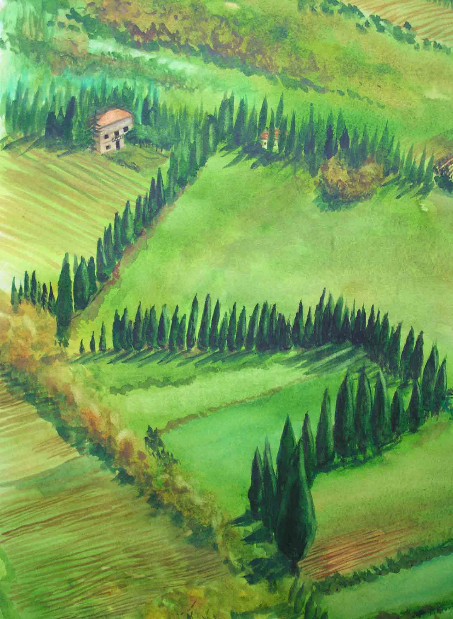 Near Orvieto Watercolor